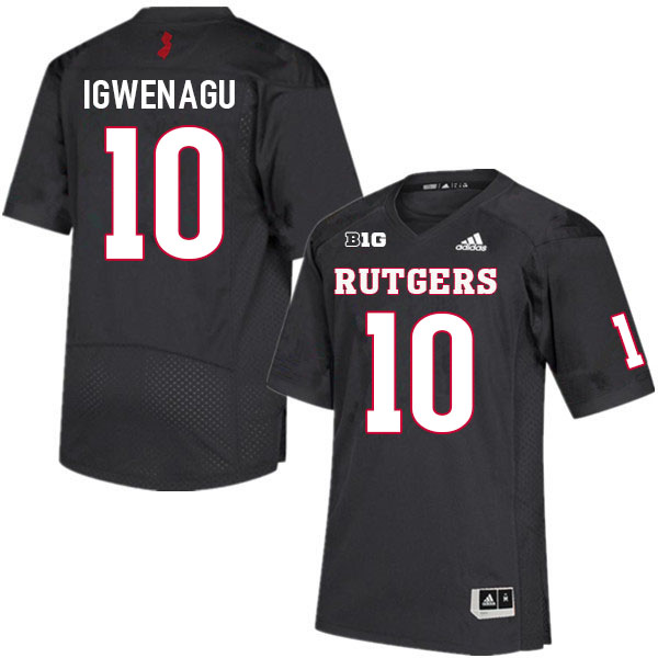 Men #10 Zukudo Igwenagu Rutgers Scarlet Knights College Football Jerseys Sale-Black